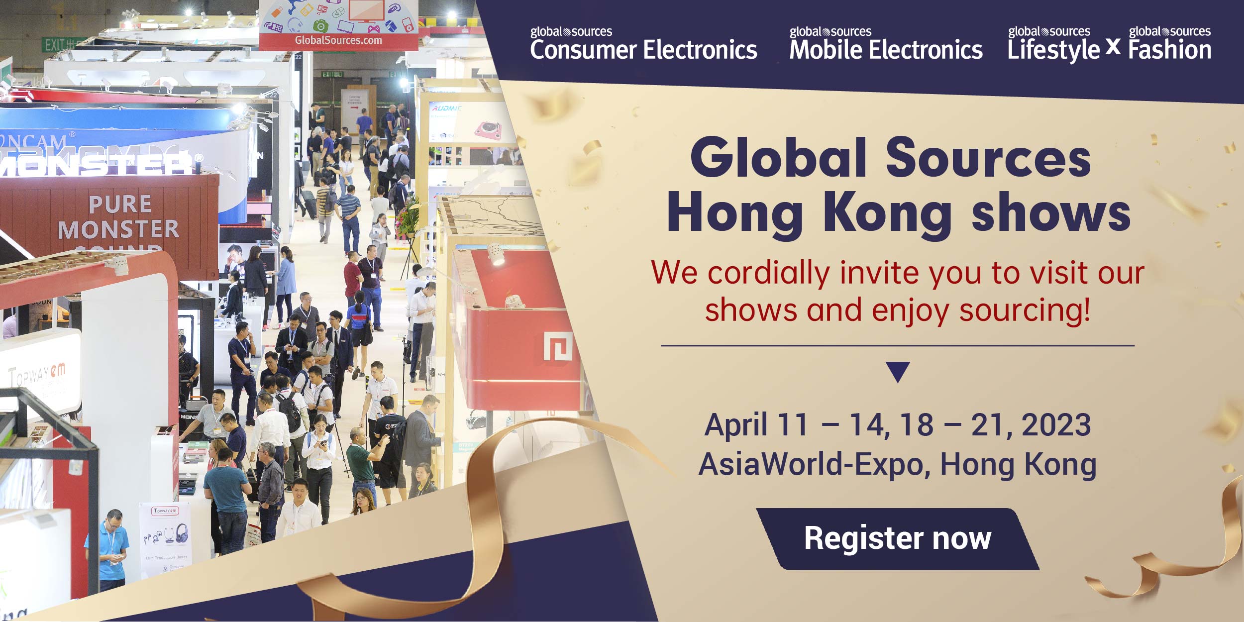 Globale kilder Hong Kong viser 11-14, april 2023 Consumer Electronics show