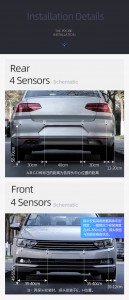 Mobil led Parking Sensor mburi 4 sensor kanggo Auto karo bi bi sound 4pcs sensor ultrasonik