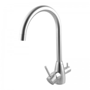 Euro Brushed Nickel Stainless Steel 3 Way Filter Tap with 360 Swivel and Purifier for Kitchen