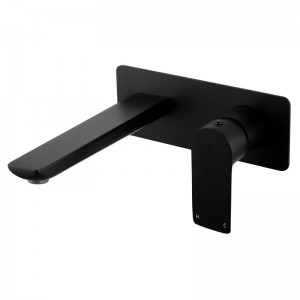 Black Solid Brass Wall Mounted Mixer with Spout for Bathtub