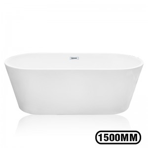Wholesale Discount Collapsible Bathtub - 1500x750x580mm Oval Bathtub Freestanding Acrylic Apron White Bath Tub – Miracle