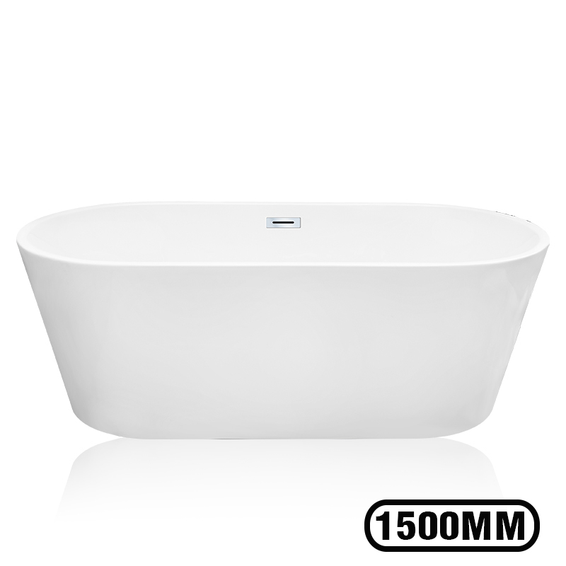 1500x750x580mm Oval Bathtub Freestanding Acrylic Apron White Bath Tub