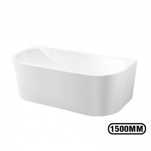 Factory directly supply Fiberglass Bathtub - 1500x750x580mm Back To Wall Freestanding Acrylic Apron White Bath Tub – Miracle
