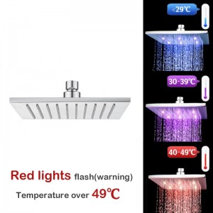 200mm 8″ Solid Brass Square Chrome LED Rainfall Shower Head