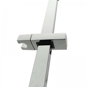Square Chrome Bottom Water Inlet Twin Shower Rail With Mixer Tap