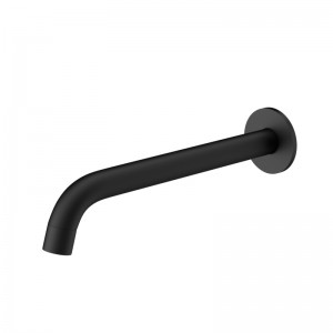 250mm Euro Black Solid Brass Round Wall Spout for bathroom