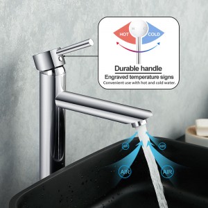 Euro Solid Brass Round Chrome Tall Basin Mixer Vanity Mixer Tap