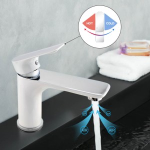 Cheapest Price Bath Shower Set - White & Chrome Solid Brass Mixer Tap for Vanity and Sink – Miracle