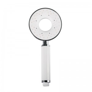 Round White & Chrome ABS 3 Functions Handheld Shower Head Only Hollow Design