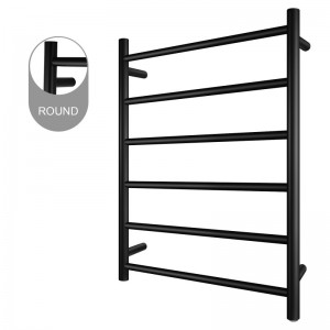 620x600x120mm Round Black Electric Heated Towel Rack 6 Bars Stainless Steel