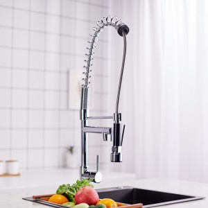 Spring Brass Chrome 360° Swivel Double Spout Kitchen Sink Mixer Tap