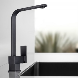 Quadra Electroplated Black Kitchen Sink Mixer Tap 360° Swivel Solid Brass