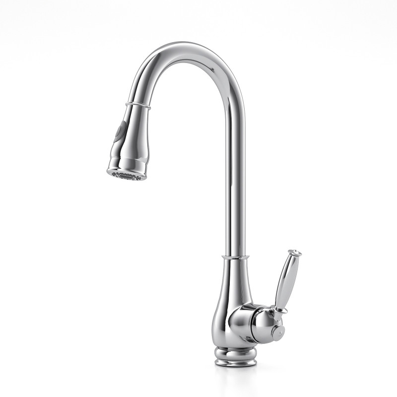 Euro Round Chrome Vintage 360° Swivel Pull Out Kitchen Sink Mixer Tap Solid Brass
