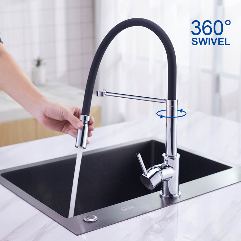 China Cheap price Pull Out Kitchen Faucet - Euro Chrome Solid Brass Round Kitchen Sink Mixer 360 Swivel – Miracle