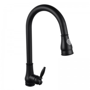 Euro Round Electroplated Black Vintage 360° Swivel Pull Out Kitchen Sink Mixer Tap Solid Brass