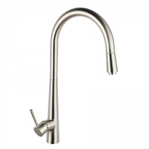 Chrome Solid Brass Round Mixer Tap with 360 Swivel and Pull Out for kitchen