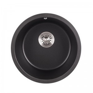 Factory wholesale Kitchen Water Tap - MACHO 460x220mm Black Granite Quartz Stone Kitchen/Laundry Sink Round Single Bowl with Overflow Top/Under Mount – Miracle