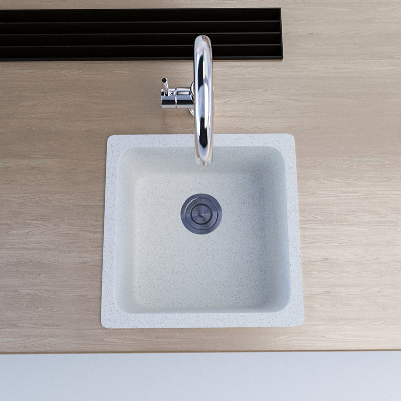 100% Original Quartz Kitchen Sink - MACHO 422x422x203mm White Granite Stone Kitchen Sink Single Bowl Top/Undermount – Miracle