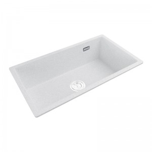 MACHO 735x420x200mm White Granite Quartz Stone Kitchen Sink Single Bowl with Overflow Top/Under Mount