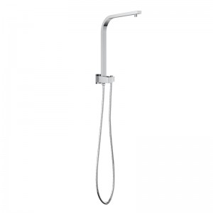 Square Chrome Top Water Inlet Twin Shower Rail With Built-In Diverter