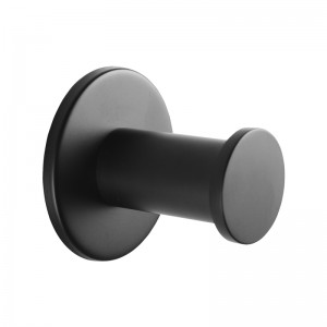 Zevi Self Adhesive Round Black Robe Hook 304 Stainless Steel Wall Mounted Drill Free