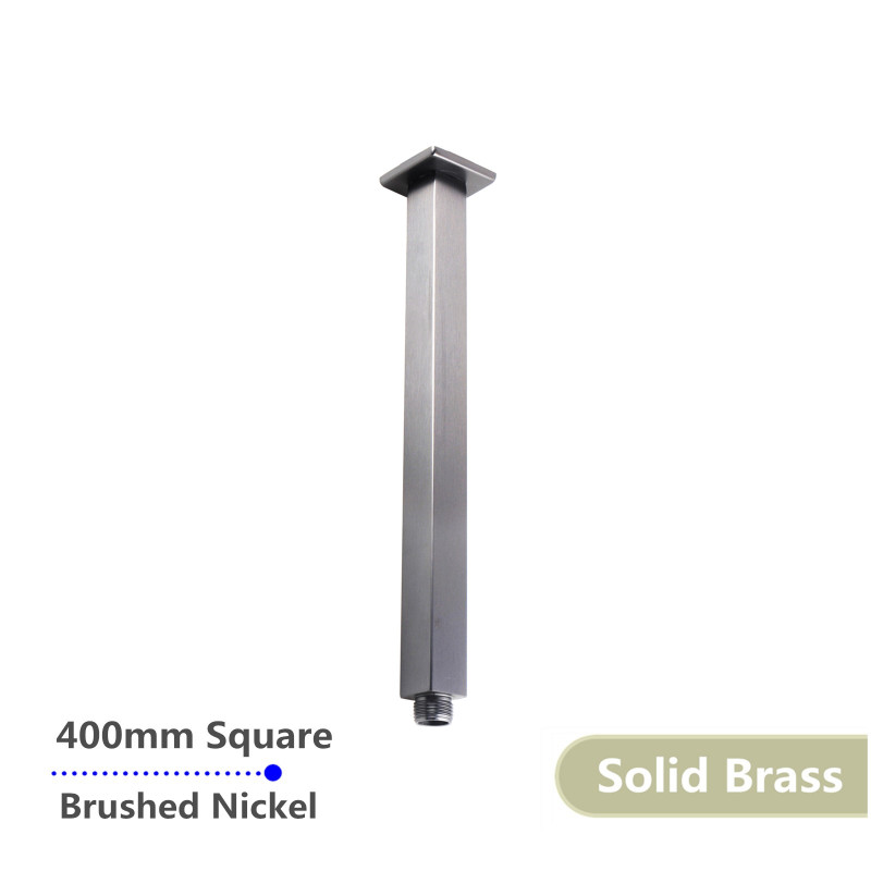 400mm Square Brushed Nickel Ceiling Shower Arm Brass