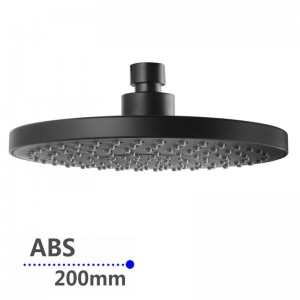 200mm 8″ ABS Round Black Rainfall Shower Head