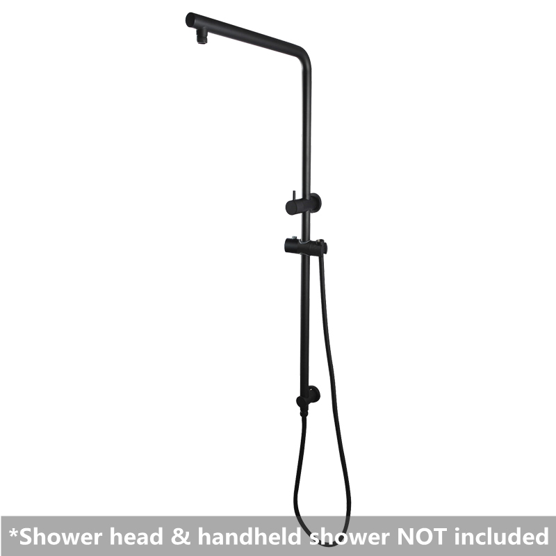 Right Angle Round Matt Black Twin Shower Rail Top Water Inlet