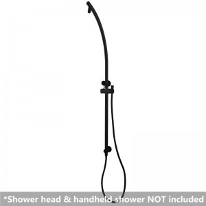 Round Black Top Water Inlet Twin Shower Rail With Diverter