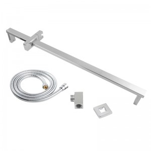 Square Chrome Shower Rail with Wall Connector & Water Hose Only
