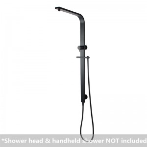 Square Black Wide Twin Shower Rail with Diverter Top Water Inlet