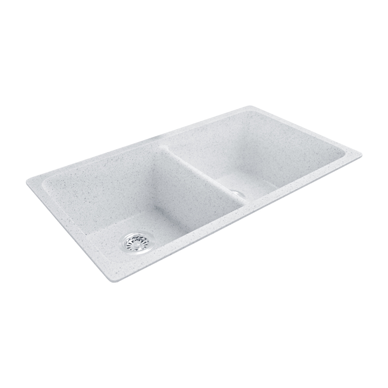 MACHO 838x476x241mm White Granite Stone Kitchen Laundry Sink Double Bowls Top/Undermount