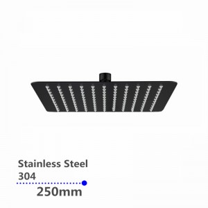 250mm 10″ Stainless Steel 304 Black Super-slim Square Rainfall Shower Head