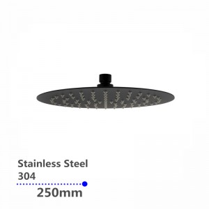 250mm 10″ Stainless Steel 304 Black Super-slim Round Rainfall Shower Head