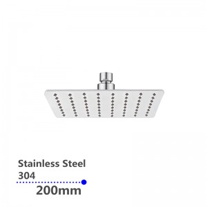 200mm 8″ Stainless Steel 304 Chrome Super-slim Square Rainfall Shower Head