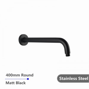 400mm Shower Arm Round Black Stainless Steel 304 Wall Mounted