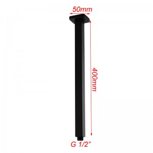 400mm Square Black Ceiling Shower Arm Stainless Steel