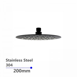 200mm 8″ Stainless Steel 304 Black Super-slim Round Rainfall Shower Head