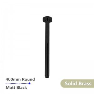400mm Ceiling Shower Arm Round Black Solid Brass