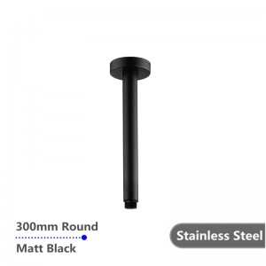 300mm Ceiling Shower Arm Round Matt Black Stainless Steel 304