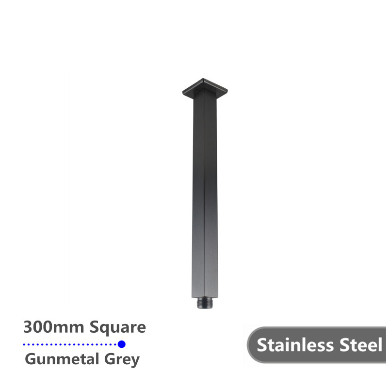 300mm Ceiling Shower Arm Square Gunmetal Grey Stainless Steel 304