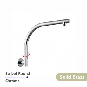Swivel Wall Mounted Shower Arm Round Chrome Gooseneck Solid Brass