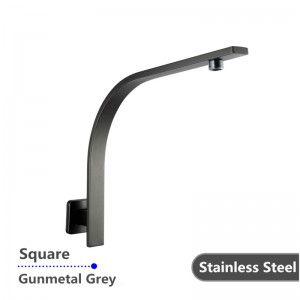 Gooseneck Shower Arm Wall Mounted Square Gunmetal Grey Stainless Steel 304