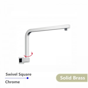 Swivel Chrome Wall Mounted Shower Arm Square Solid Brass