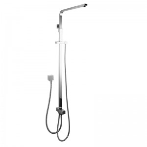 Square Chrome Universal Water Inlet Twin Shower Rail With Diverter