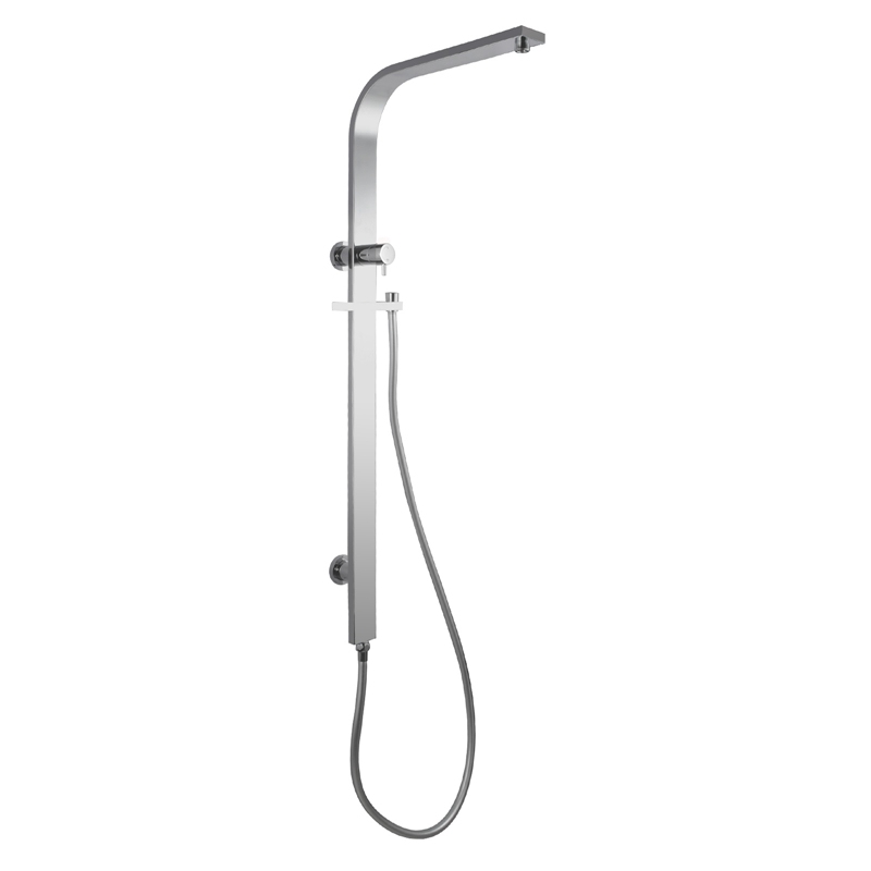Square Chrome Wide Twin Shower Rail with Diverter Top Water Inlet