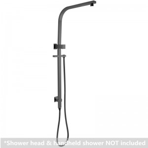 Square Gunmetal Grey Twin Shower Rail with Diverter Top Water Inlet