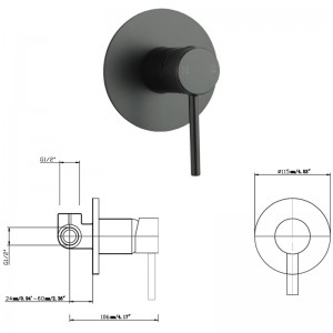 195mm Euro Matt Black Solid Brass Round Wall Spout for bathroom