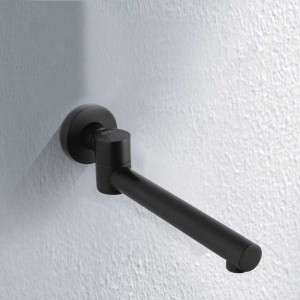 Euro Matt Black Solid Brass Round Wall Spout with 180 Swivel for bathroom