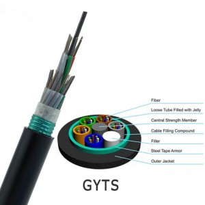 Outdoor Underground Aerial Duct Direct Buried GYTS Armored Fiber Optic Cable